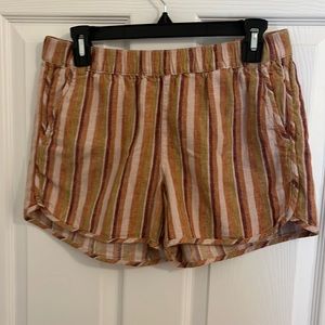 Madewell striped linen + cotton striped shorts w/ pockets. Size S.